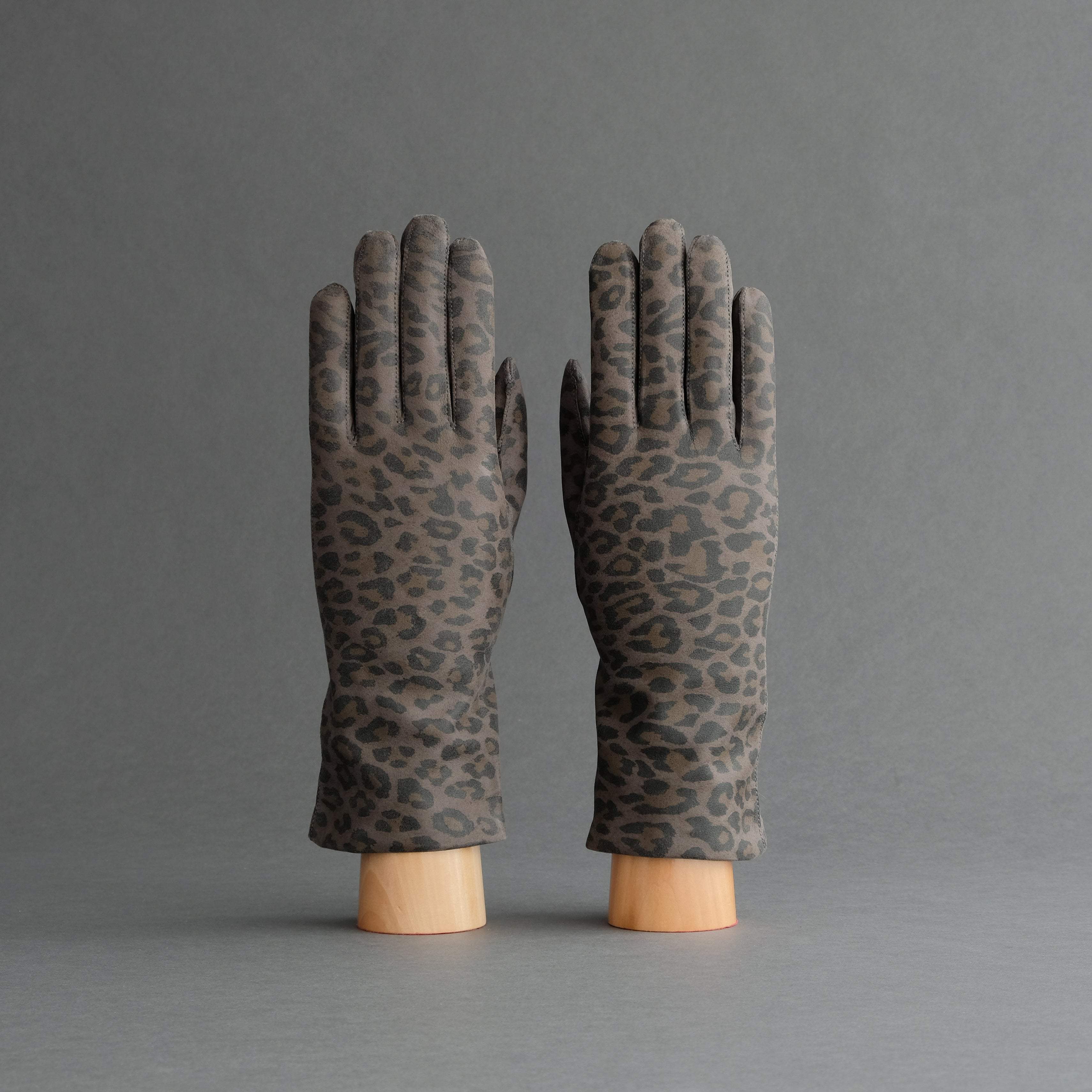 Damen Thomas - Handmade Print – TR In Wien Handschuhe Nappa Schaf Gloves Haar aus Riemer Leopard Handschuhe