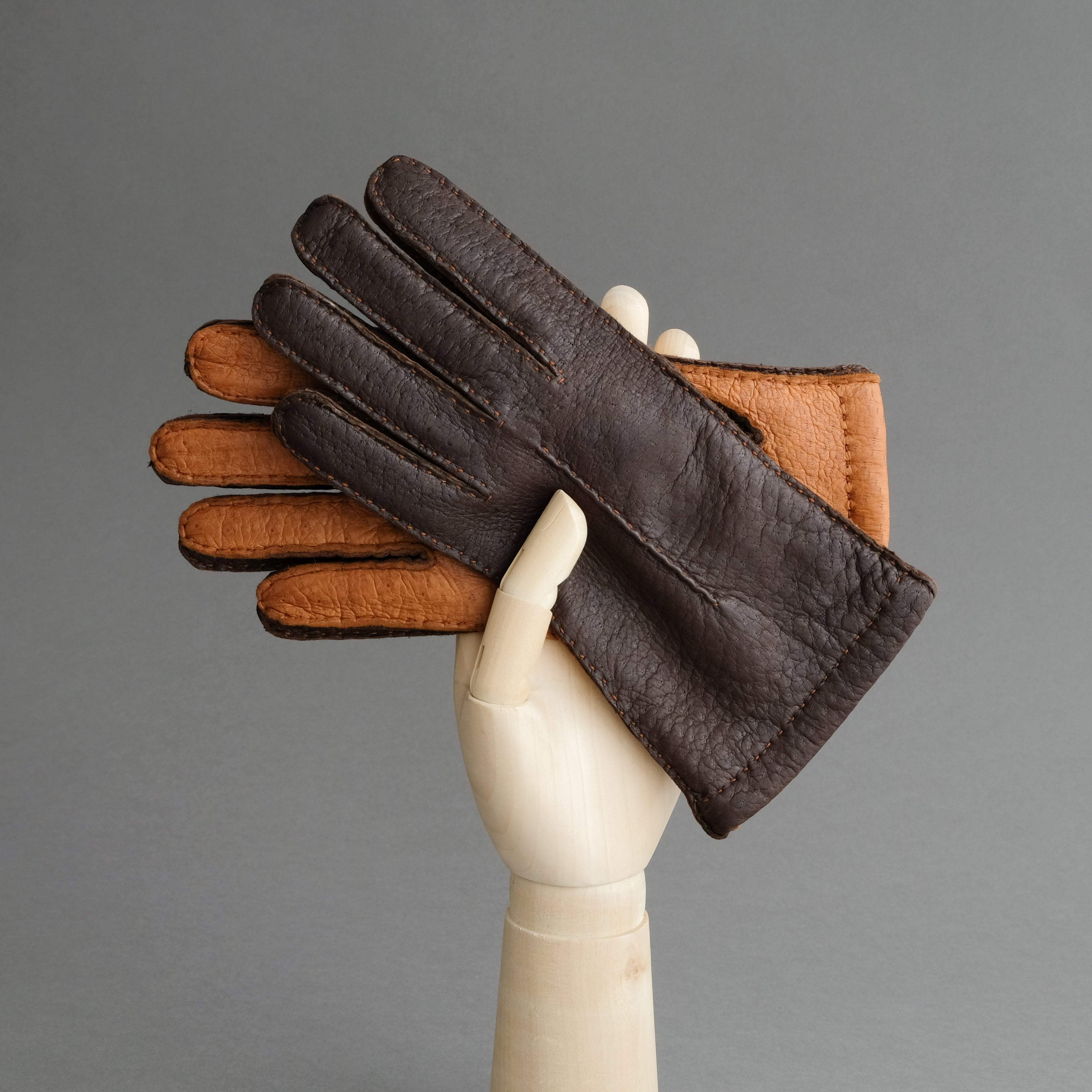 und Gloves Cognac Wien Riemer - Dunkelbraun Handschuhe in TR Ladies Thomas Handmade – Peccary Handschuhe