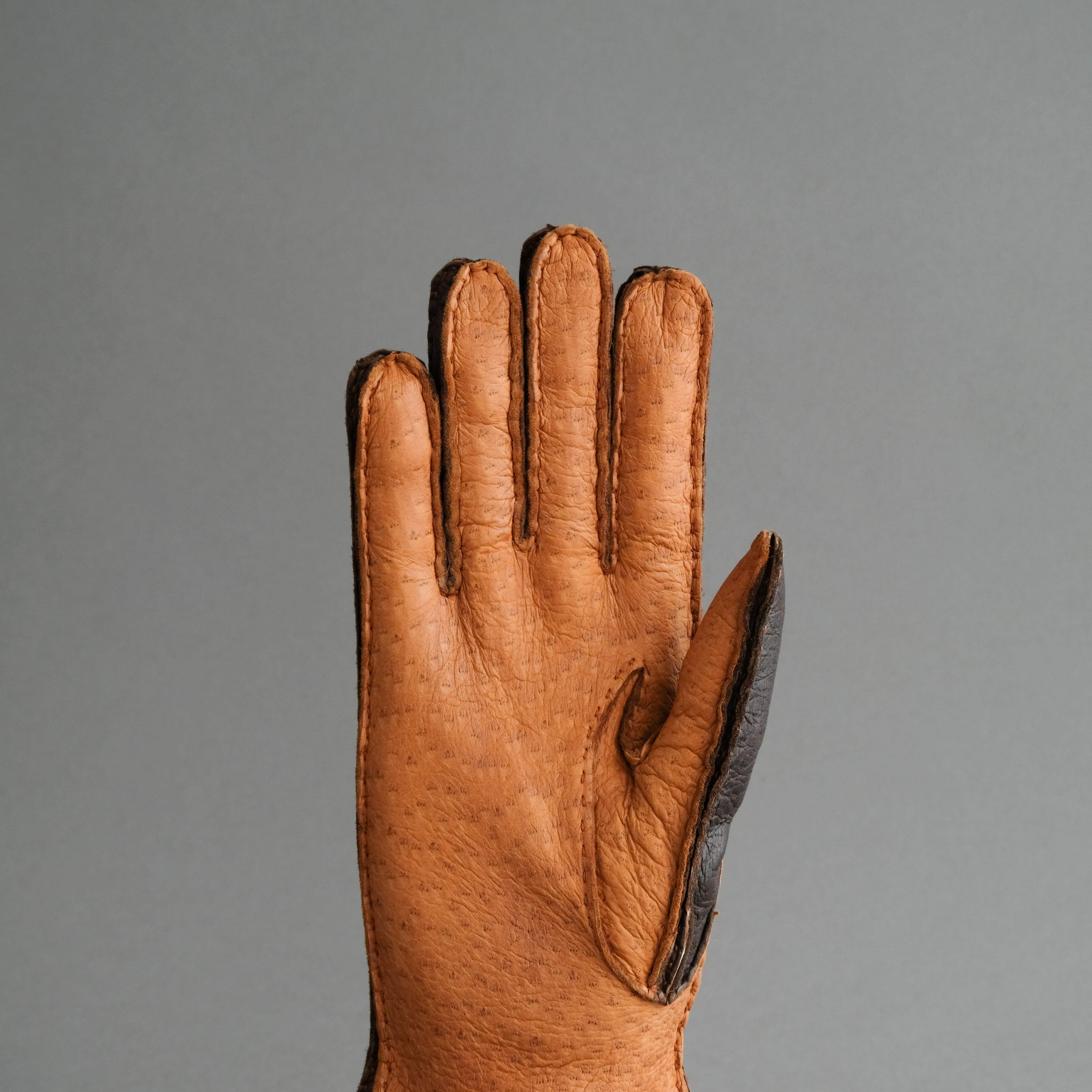 Handmade Peccary Thomas Dunkelbraun Gloves TR – Ladies Riemer in Wien Handschuhe Handschuhe - und Cognac